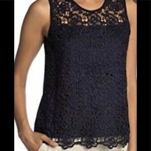 Nanette Lepore crochet lace front sleeveless top size medium